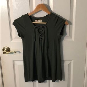 front lace up hollister shirt